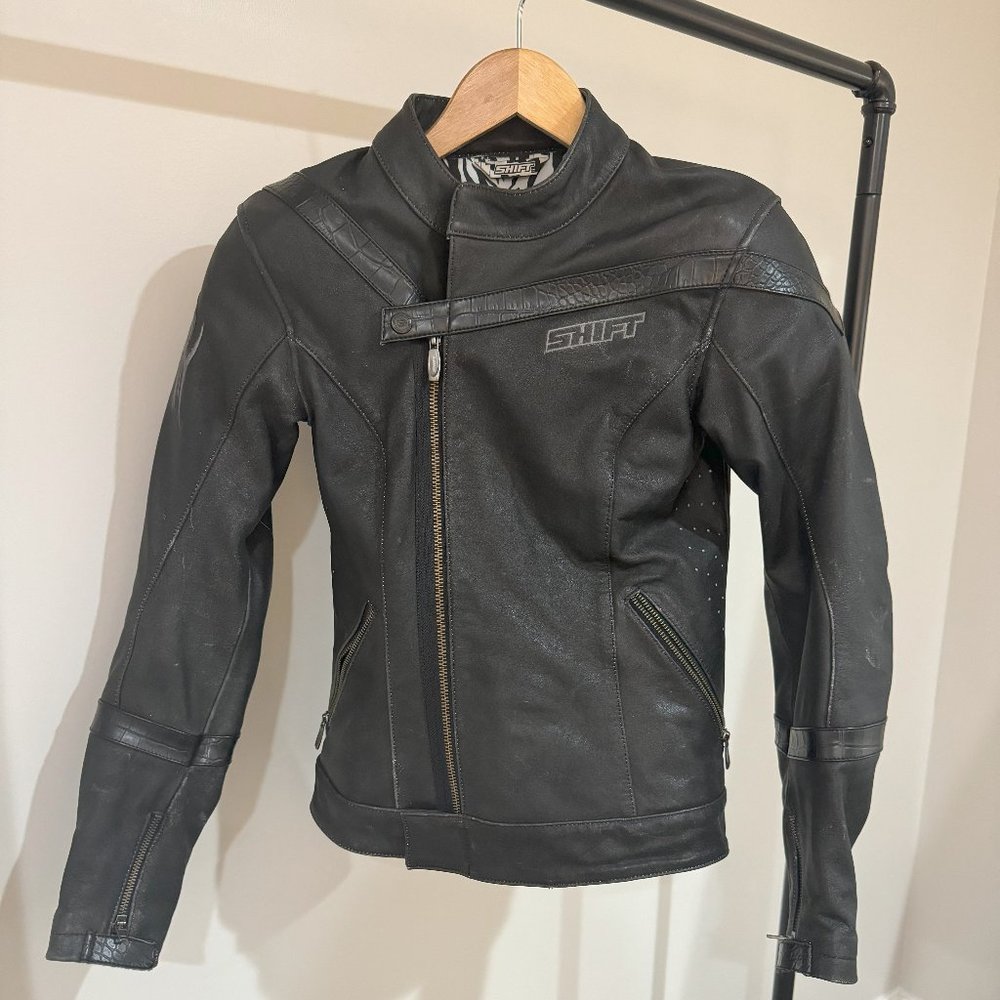 Shift Ladie's Leather Motorcycle Jacket (Sz S)